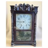 Mahogany Carved Column & Splat Clock