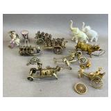 Vintage Asian Figurines: Elephants, Carts, etc.