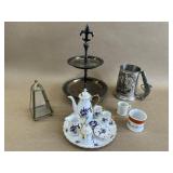 Miniature Porcelain Tea Set, Stein, Tiered Dish