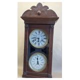 Mahogany Double Dial Calendar Clock by Jerome & Co