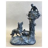 Figural Metal Watch Holder w/ Dog & Boy