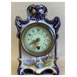 Porcelain Mantle Clock w/ Painted Case