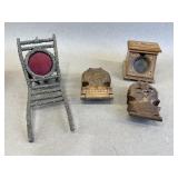 Tramp Art Style Wooden Watch Holders