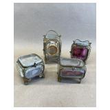 4 Victorian Glass Watch Holders