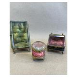 3 Victorian Glass Watch Holders
