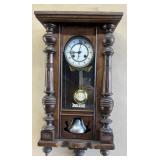 Mahogany Vienna Regulator Wall Clock w/ Exposed Be