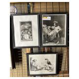 3 Cartoon Style Prints in Frames