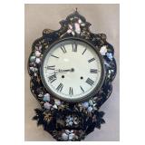Victorian Papier Mache & Mother of Pearl Clock