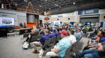 Oklahoma State University’s mobile Grain Bin Entrapment and Confined Space Training Unit, dubbed “the Unit,” at GEAPS Exchange 2024 in Kansas City, MO. Photos courtesy of GEAPS.