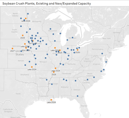 Figure 5. Soybean Crush Plants, Existing and New/Expanded Capacity