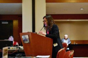 OSA Advocacy Director Cathleen McCluskey delivering oral comments to NOSB in 2019.