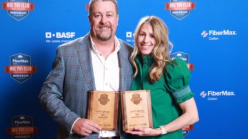 Scott and Jodi Meeks of Dalhart, Texas, were honored at the BASF FiberMax One Ton Club banquet for achieving the highest yield of FiberMax cotton in 2024 with 3,012 pounds of cotton per acre.