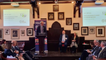 Michael Keller delivers his speech at the joint ISTA-ISF Forum in Cambridge on July 5.