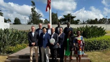 From left to right: Bret Tate, Agricultural Counselor US Embassy Nairobi, Patrick Atagi and Veronica Frantz of NIHC, Joe Hickey of Kentucky Hemp Growers Co-op, Morris Beegle of WAFBA, Paul Benhaim of the Hemp Plastics Company, Angel Isreal of Savor the World, and Carol Kamau, US Embassy Nairobi.