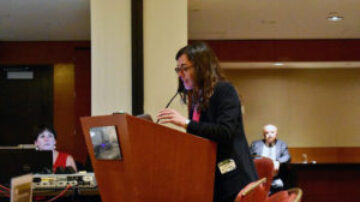 OSA Advocacy Director Cathleen McCluskey delivering oral comments to NOSB in 2019.