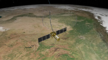 A collaboration between NASA and the Indian Space Research Organisation, NISAR will use synthetic aperture radar to offer insights into change in Earth’s ecosystems, including its agricultural lands. The spacecraft, depicted here in an artist’s concept, will launch from India. (NASA/JPL-Caltech)