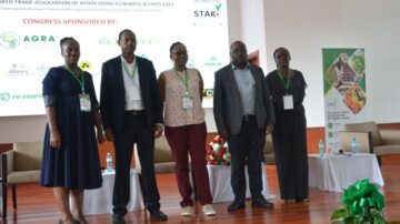 A group photo of the panelists after the discussion on sustainable seed delivery systems at the STAK Congress & Expo 2024 (Marion Aluoch/CIMMYT)
