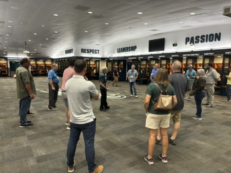 A look inside the Philadelphia Eagles locker room was included in the tour of the stadium.