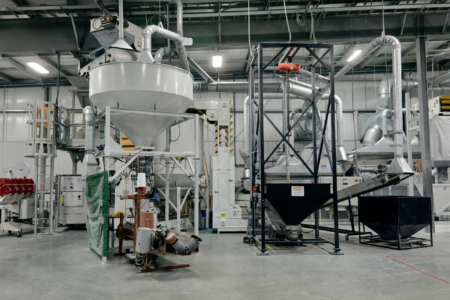 The coated seed bagging area.