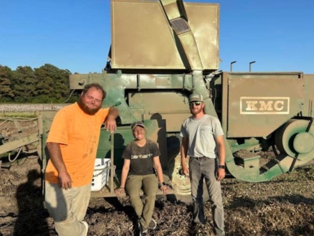 Peanut harvest at the MU Fisher Delta Research Center in Portageville is part of a research project to improve peanut production in the state. Missouri has become a major producer of peanuts used for seed, peanut butter and candy. (Photo courtesy of Justin Calhoun)
