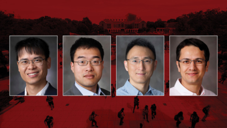 Researchers on the project are (from left) Qiang Liu, Hongzhi Guo, Yufeng Ge and Saleh Taghvaeian.