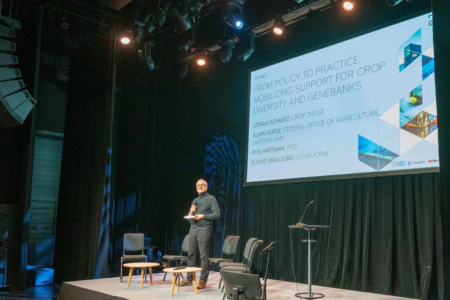 Dr. Stefan Schmitz, Executive Director of the Crop Trust, opens the first Svalbard International Dialogue.