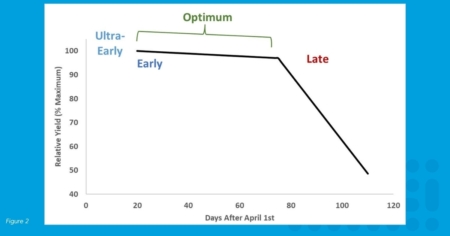 Figure 2: An estimate of soybean yields based on planting date with labels for the definition of planting dates.