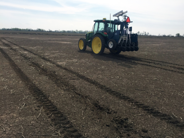 WITH A QUICKNESS — Row crop planting in Arkansas is racing ahead at a rate not seen in the last five years, with more than 83 percent of rice acres already planted — nearly double the five-year average for this point in the season. (Division of Agriculture photo)