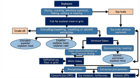 Figure 1
Typical process flows for traditional soy extraction and expelling.