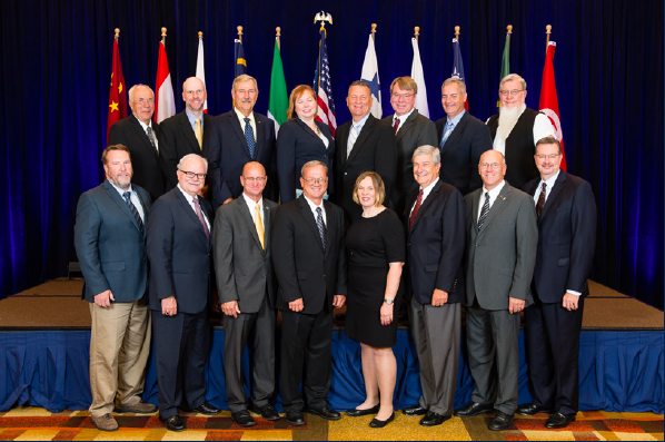 Gallagher (rear, leftmost) is pictured with the Council’s board of directors in 2016. Image courtesy of USGBC.