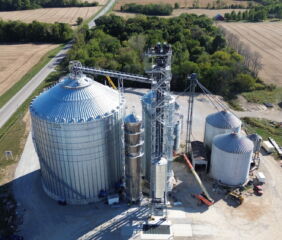 The high-efficiency grain system, designed to handle wet or dry grain, was ready in time for harvest.