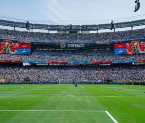 Argentina and Spain compete in the 2026 FIFA World Cup final at MetLife Stadium, where the playing surface featured OSU-developed Tahoma 31 bermudagrass. Photo credit: Photo by Bryan Berlin/Wikimedia Commons, licensed under CC BY-SA 4.0