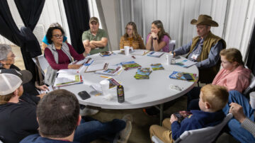 Goat and sheep producers had record participation at the Feb. 19, 2025, Producer Advisory Council meeting in Verona. Leyla Rios, left center wearing a gray vest, said education on nutrition was a priority. Photo credit: MSU Extension Service/Michaela Parker.