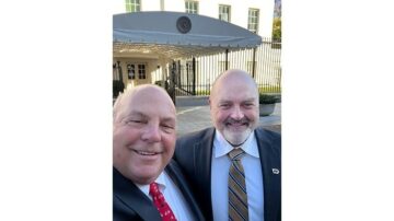 American Farm Bureau President Zippy Duvall and Iowa Farm Bureau President Brent Johnson met with federal officials at the White House last week to promote year-round E15 sales. Photo courtesy of the American Farm Bureau Federation.