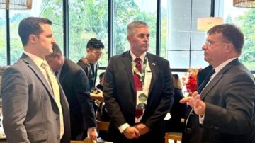 The U.S. Grains & BioProducts Council (USGBC) recently joined a U.S. Department of Agriculture (USDA) team in Kuala Lumpur, Malaysia to explore opportunities to increase U.S. export opportunities for feed grains and their co-products. Pictured from left to right are USGBC President and CEO Ryan LeGrand, USGBC Vice Chairman Jay Reiners and U.S. Ambassador to Malaysia Edgard D. Kagan. Image courtesy of USGBC.