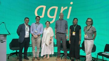 U.S. Grains & BioProducts Council (USGBC) Director of Global Sustainability Carlos Suárez (leftmost) and USGBC Multilateral Policy Manager Linda Schmid (rightmost) recent attended COP30, the United Nations' annual climate summit, to share the carbon reduction benefits of biofuels. Image courtesy of USGBC.