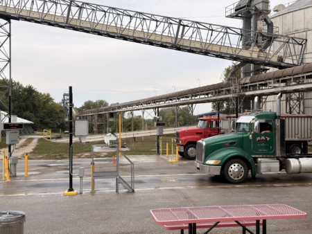 3. After dumping, trucks continue to one of two outbound scales. While being weighed automatically by SmartTruck, an outdoor printer provides the driver a scale ticket. Photos by Veteran Photography by Randall Artis, Rushville, IL.