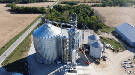 The high-efficiency grain system, designed to handle wet or dry grain, was ready in time for harvest.