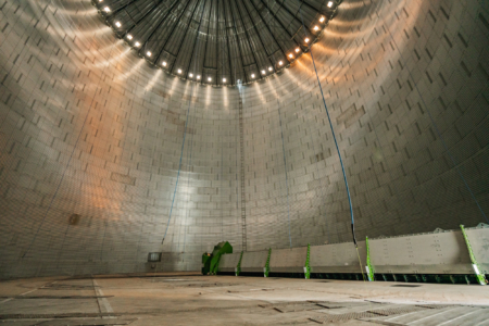 A Sukup zero-entry bin sweep aids cleanout of the big bin.