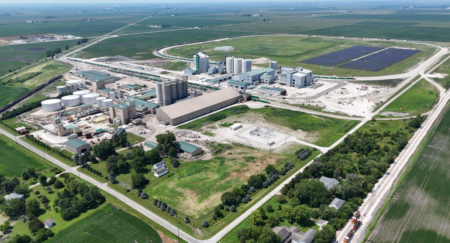 Incobrasa Industries’ expanded Gilman, Ill., complex includes two soybean processing plants with a combined capacity of 300,000 bushels a day. The site also includes biodiesel production facilities and a 50-acre solar field that supplies 5 megawatts of electricity.
