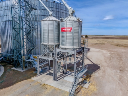 New overhead loadout equipment gives greater flexibility in separating and moving corn and wheat through the facility.