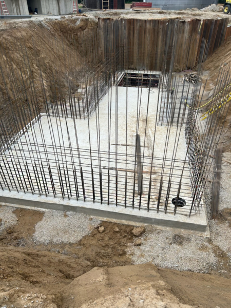 Rebar was installed for the dump pit foundation, a key component in supporting increased traffic flow at the facility.