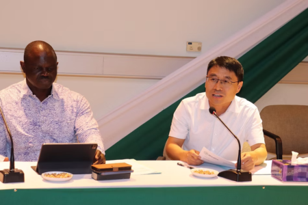 Prof. Wensheng Wang intervention. Photo courtesy of AfricaRice.