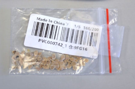 This package of seeds sent to a U.S. resident was identified as Solanum lycopersicum — tomato seeds — by a U.S. Department of Agriculture Animal and Plant Health Inspection Service botanist at the John F. Kennedy Plant Inspection Station in New York. The seeds are being sent to the National Identification Services laboratory in Beltsville, Maryland, for further testing to determine whether they carry pests or diseases of concern to U.S. agriculture.
Photo credit: USDA