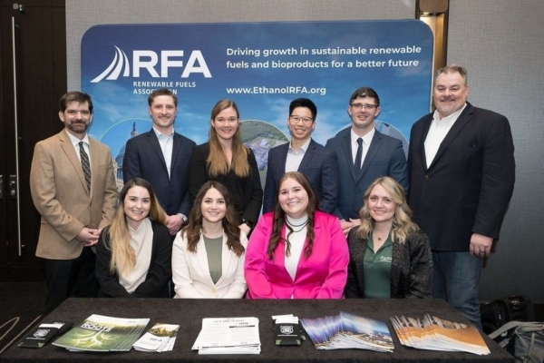Last year's scholarship recipients visit with RFA and RFF leadership at the 2025 National Ethanol Conference in Nashville. Photo credit: Renewable Fuels Association.