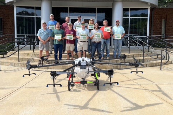 Participants of Mississippi State’s Self-Regulated Application and Flight Efficiency (S.A.F.E.) pose with certificates. The five-day training at MSU’s Agricultural Autonomy Institute was the nation’s first of its kind. (Photo by Amber Lynn Moore)