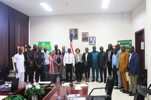 Representatives from implementing institutions posed alongside the project donor partner – the EU Delegation to Liberia Photo courtesy of George A. Harris, AfricaRice.