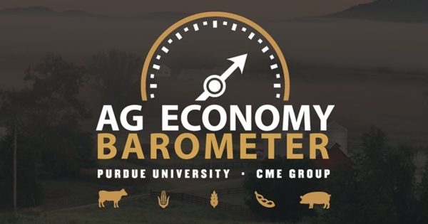 Farmer sentiment dropped sharply at the start of 2026 as economic concerns increased. Image courtesy of Purdue University/CME Group Ag Economy Barometer/James Mintert.