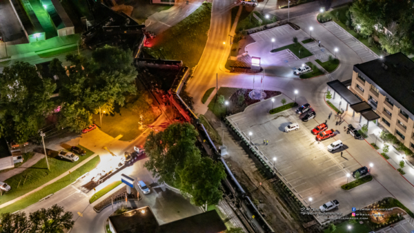 An aerial image of the train derailment in Waxahachie late on Monday, June 9. 
Courtesy of Matthew Delacerda – J.M.Dela Photography