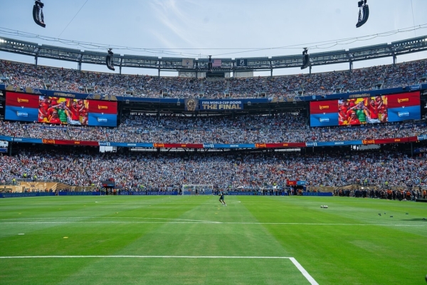 Argentina and Spain compete in the 2026 FIFA World Cup final at MetLife Stadium, where the playing surface featured OSU-developed Tahoma 31 bermudagrass. Photo credit: Photo by Bryan Berlin/Wikimedia Commons, licensed under CC BY-SA 4.0